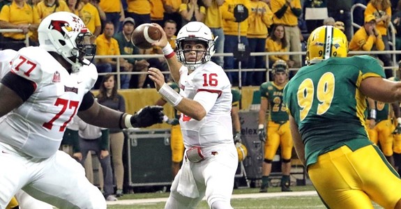 Illinois State quarterback Jake Kolbe and the Redbirds could not sustain an early lead in a loss at North Dakota State. (Photo courtesy GoRedbirds.com)